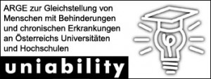 Logo: uniability - ARGE zur Gleichstellung von Menschen mit Behinderungen und chronischen Erkrankungen an Österreichs Universitäten und Hochschulen